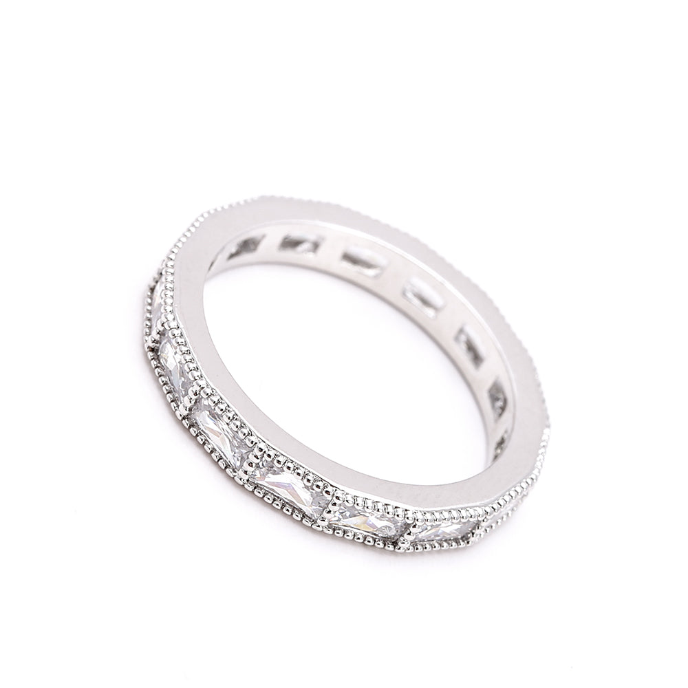 Eternity Baguette-Cut CZ Silver Eternity Band Ring