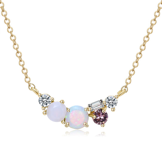 Exquisite Gold - Plated Gemstone Jewelry Set: Necklace & Earrings