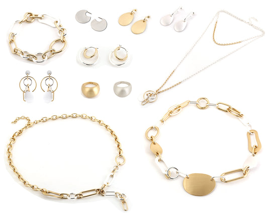 Punk Style Mixed Metal Jewelry Set - Necklaces, Bracelets, Earrings & Rings