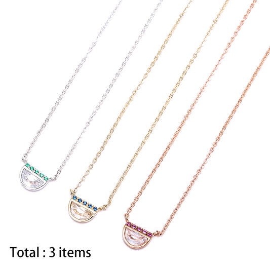 Colorful - Embellished Half - Moon Pendant Necklaces